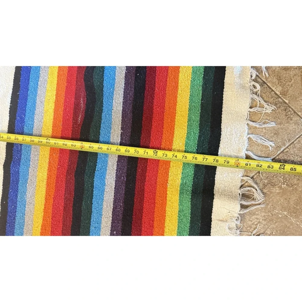El Paso Saddleblanket Rainbow Serape Woven Blanket 80x49 Southwestern Aztec‎